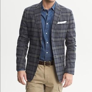 Banana Republic Blue Plaid Cotton Blazer